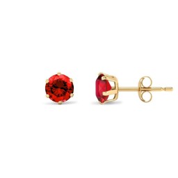 JES396 | 9ct Yellow Gold 5mm Claw-set Red CZ Studs