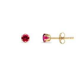 JES397 | 9ct Yellow Gold 3mm Claw-set Hot-pink CZ Studs