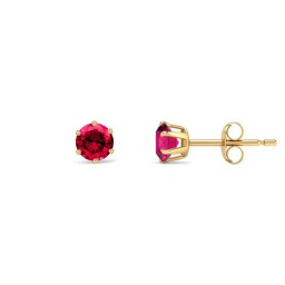 JES398 | 9ct Yellow Gold 4mm Claw-set Hot-pink CZ Studs