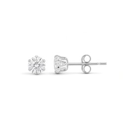 9ct white gold Stud Earrings claw-set with a 3mm solitaire cubic zirconia stone.
