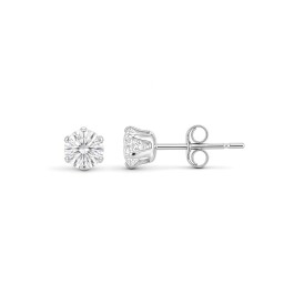 9ct white gold Stud Earrings claw-set with a 3mm solitaire cubic zirconia stone.