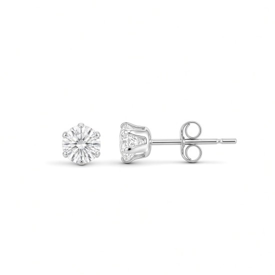 9ct white gold Stud Earrings claw-set with a 3mm solitaire cubic zirconia stone.