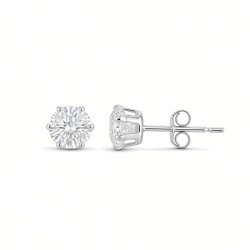 9ct white gold Stud Earrings claw-set with a 4mm solitaire cubic zirconia stone.