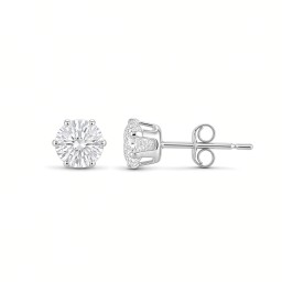 9ct white gold Stud Earrings claw-set with a 4mm solitaire cubic zirconia stone.