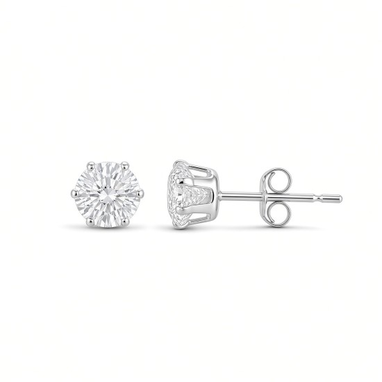 9ct white gold Stud Earrings claw-set with a 4mm solitaire cubic zirconia stone.