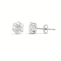 9ct white gold Stud Earrings claw-set with a 5mm solitaire cubic zirconia stone.