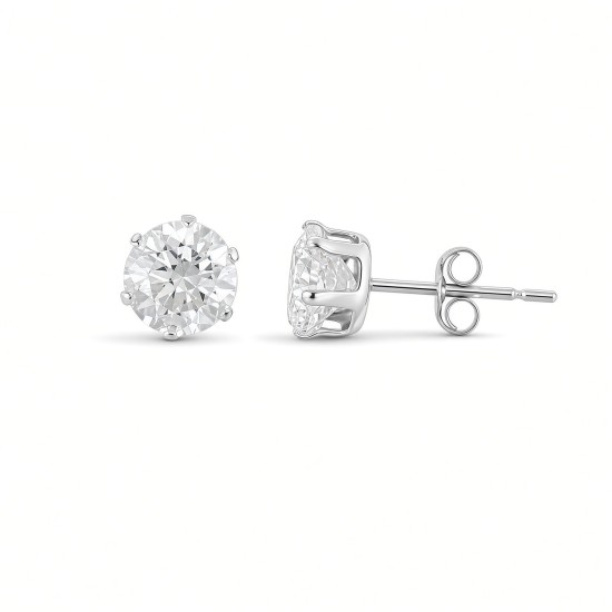 9ct white gold Stud Earrings claw-set with a 5mm solitaire cubic zirconia stone.