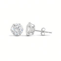 9ct white gold Stud Earrings claw-set with a 6mm solitaire cubic zirconia stone.