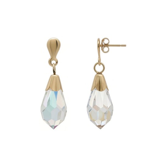 9ct Yellow Gold Austrian Crystal Drop Stud Earrings