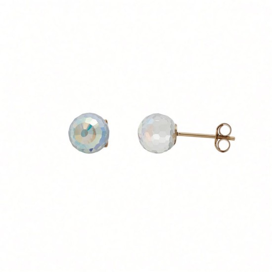 9ct Yellow Gold Austrian Crystal Disco Ball Stud Earrings