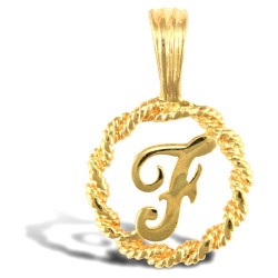JIN001-F | 9ct Yellow Gold Rope initial Pendant