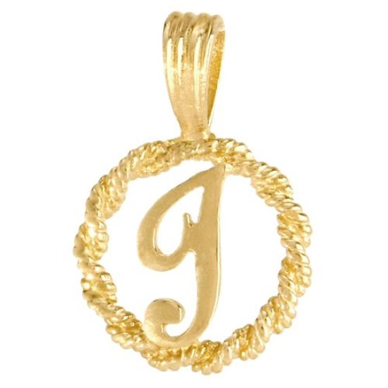 JIN001-I | 9ct Yellow Gold Rope initial Pendant