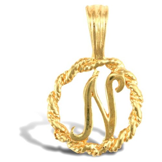 JIN001-N | 9ct Yellow Gold Rope initial Pendant