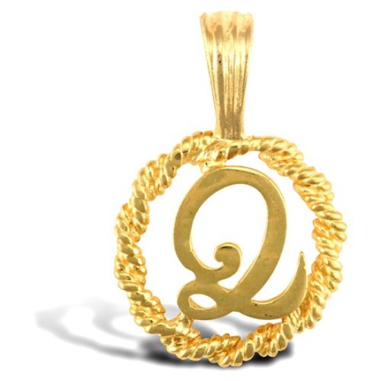 JIN001-Q | 9ct Yellow Gold Rope initial Pendant