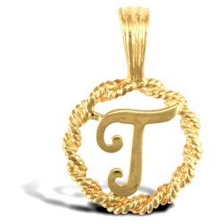 JIN001-T | 9ct Yellow Gold Rope initial Pendant