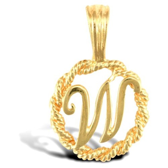 JIN001-W | 9ct Yellow Gold Rope initial Pendant