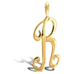 JIN002-R | 9ct Yellow Gold Polished Script Initial Pendant