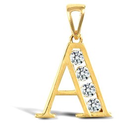 JIN007-A | 9ct Yellow Gold Channel Set Initial Pendant