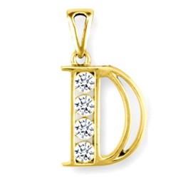 JIN007-D | 9ct Yellow Gold Channel Set Initial Pendant