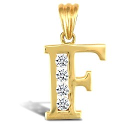 JIN007-F | 9ct Yellow Gold Channel Set Initial Pendant