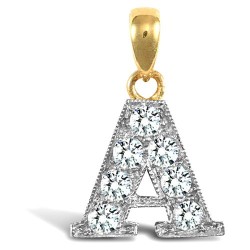 JIN012-A | 9ct Yellow Gold Cubic Zirconia Initial Pendant