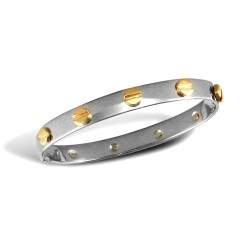 JKB022A | Kids White with Yellow Screws Solid Screw Bangle