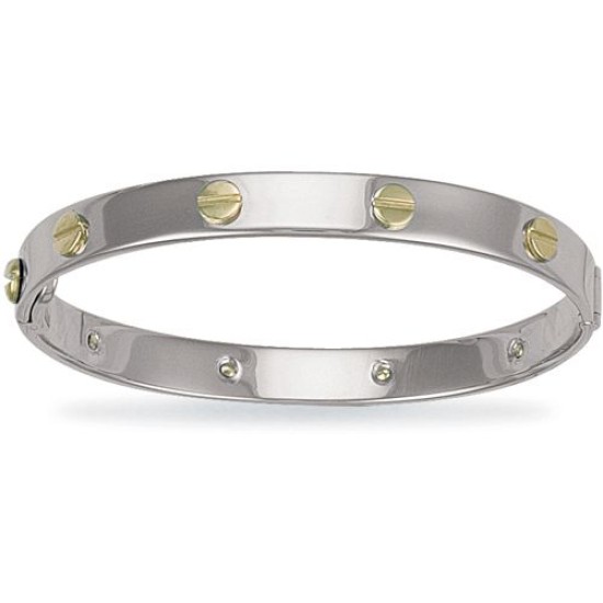 JKB052 | Maidens White with Yellow Screws Solid Screw Bangle