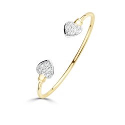 JKB092 | 9ct Yellow Child's Torque Bangle With CZ Hearts