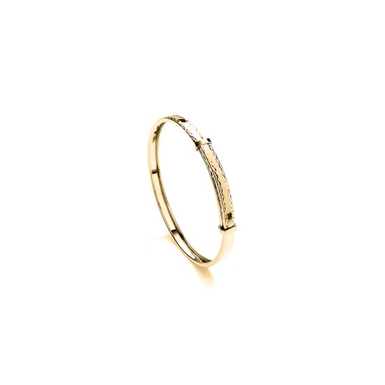 JKB109A | 9ct Yellow Gold Childs 3mm Diamond Cut Expandable Bangle