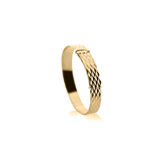 JKB111D | 9ct Yellow Gold Childs 5mm Mosaic Expandable Bangle