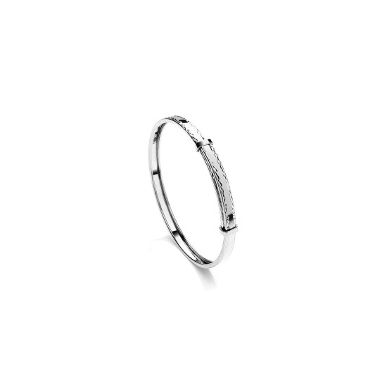 JKB112 | 9ct White Gold Childs 3mm Diamond Cut Expandable Bangle