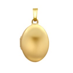 JLC136 | 9ct Yellow Gold Polished front with a Groove Pattern on the back Oval Locket