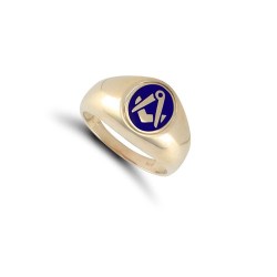 JMS021-R | 9ct Yellow Gold Enamelled Swivel Centre Masonic Ring