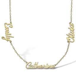 JNP035-Y | 9ct Yellow Personalised Nameplate with 3 names + 16" Chain