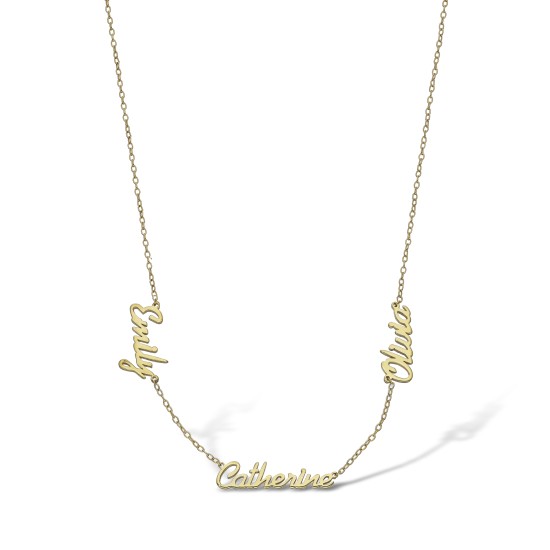JNP035-Y | 9ct Yellow Personalised Nameplate with 3 names + 16" Chain