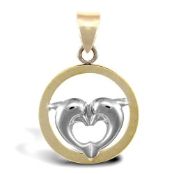 JPC211 | 9ct Yellow And White Gold Kissing Dolphin Charm