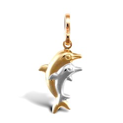 JPC213 | 9ct Yellow And White Gold Double Dolphin Pendant