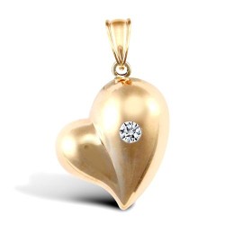 JPC214 | 9ct Yellow Gold Heart Charm With An inset Cz