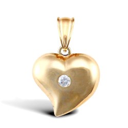 JPC216 | 9ct Yellow Gold Heart Charm With An inset Cz