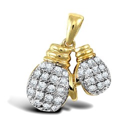 JPD443 | 9ct Yellow Gold Cubic Zirconia Boxing Gloves Pendant
