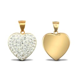 JPD529 | 9ct Yellow Gold Crystal White Heart Pendant