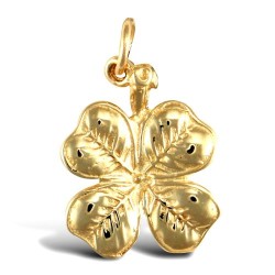 JPD555 | 9ct Yellow Gold Solid Four Leaf Clover Pendant