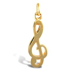 JPD556 | 9ct Yellow Gold Solid Treble Clef Pendant
