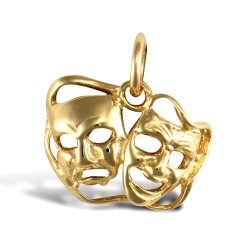 JPD557 | 9ct Yellow Gold Solid Comedy Mask Pendant