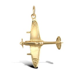 JPD561 | 9ct Yellow Gold Solid Spitfire Plane Pendant