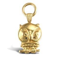 JPD564 | 9ct Yellow Gold Solid Owl Pendant