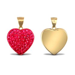 JPD567 | 9ct Yellow Gold Crystal Pink Heart Pendant