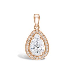 JPD577 | 9ct Rose Gold White Pear Cubic Zirconia Tears of Joy Charm Pendant