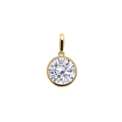 JPD580 | 9ct Yellow Gold White Round Brilliant Cubic Zirconia Donut Solitaire Charm Pendant