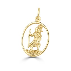 JPM041 | 9ct Gold Oval Shaped St Christopher Pendant